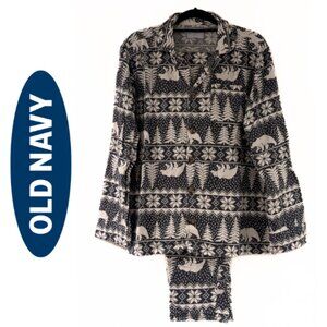 Old Navy Men's Cotton Winter Pajama Set, Gray, Size M